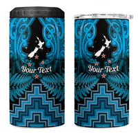 Personalised Aotearoa Matariki 4 in 1 Can Cooler Tumbler Turquoise Fern Maori Poutama