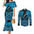 Personalised Aotearoa Matariki Couples Matching Mermaid Dress and Long Sleeve Button Shirt Turquoise Fern Maori Poutama
