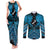 Personalised Aotearoa Matariki Couples Matching Tank Maxi Dress and Long Sleeve Button Shirt Turquoise Fern Maori Poutama