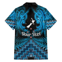 Personalised Aotearoa Matariki Family Matching Short Sleeve Bodycon Dress and Hawaiian Shirt Turquoise Fern Maori Poutama