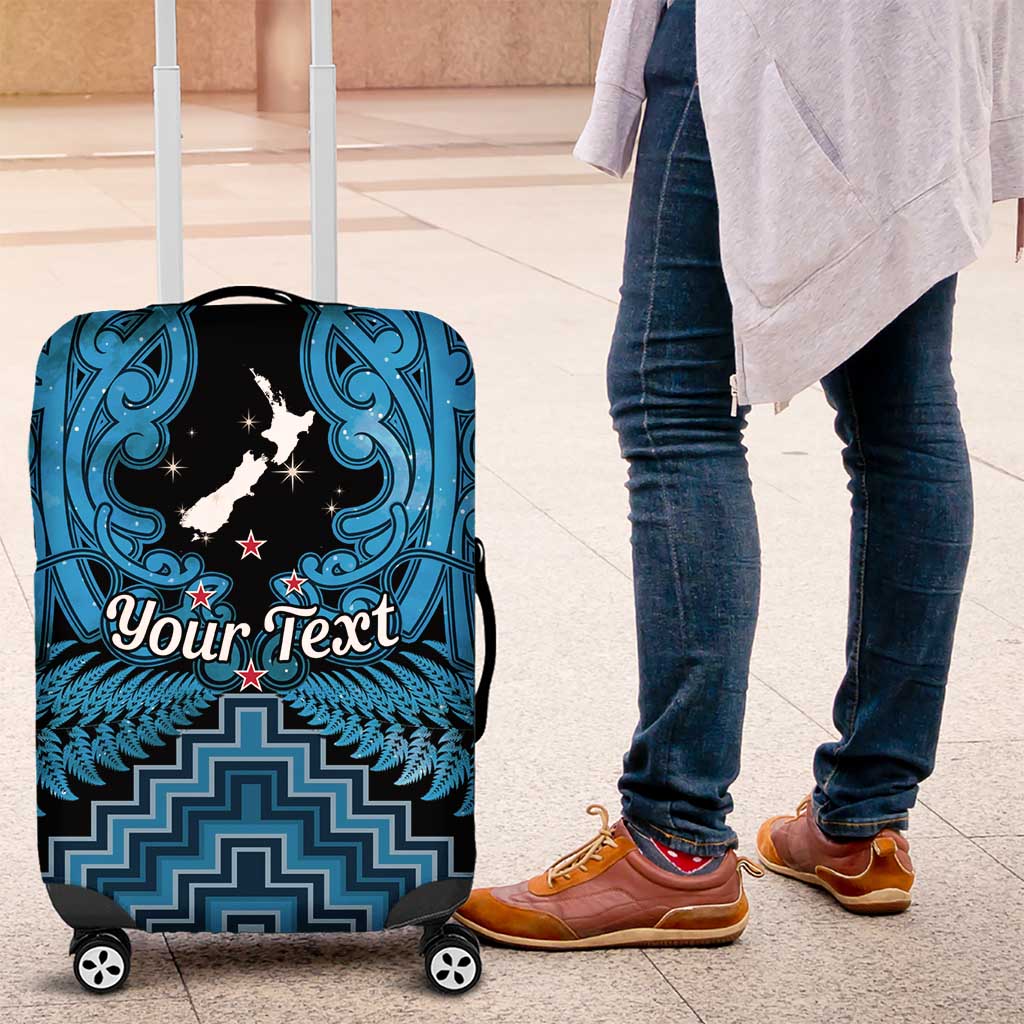 Personalised Aotearoa Matariki Luggage Cover Turquoise Fern Maori Poutama LT01 Turquoise - Polynesian Pride