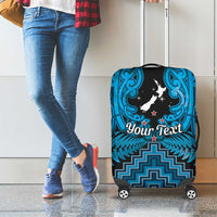 Personalised Aotearoa Matariki Luggage Cover Turquoise Fern Maori Poutama LT01 - Polynesian Pride