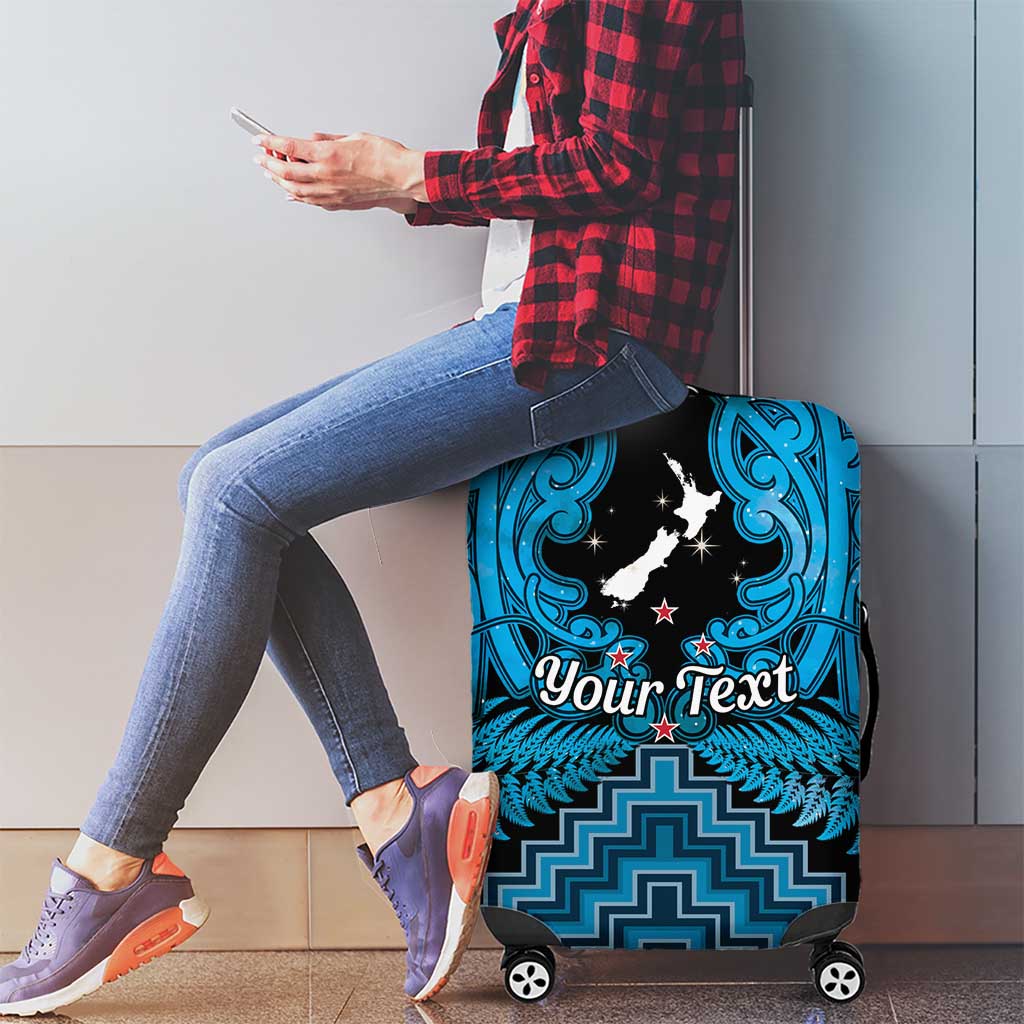 Personalised Aotearoa Matariki Luggage Cover Turquoise Fern Maori Poutama LT01 - Polynesian Pride