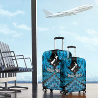 Personalised Aotearoa Matariki Luggage Cover Turquoise Fern Maori Poutama LT01 - Polynesian Pride
