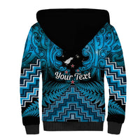 Personalised Aotearoa Matariki Sherpa Hoodie Turquoise Fern Maori Poutama