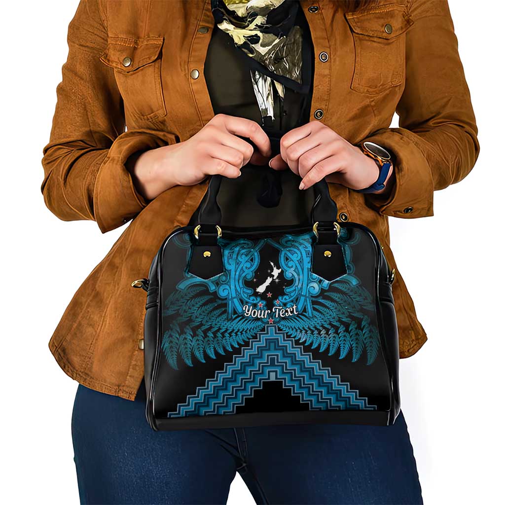 Personalised Aotearoa Matariki Shoulder Handbag Turquoise Fern Maori Poutama LT01 - Polynesian Pride