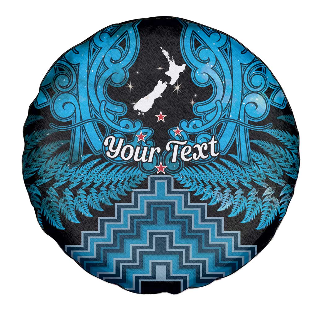 Personalised Aotearoa Matariki Spare Tire Cover Turquoise Fern Maori Poutama
