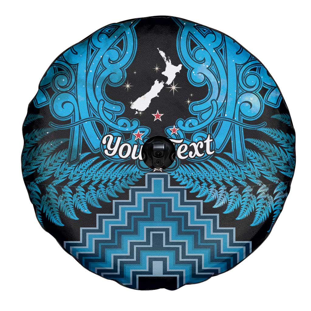 Personalised Aotearoa Matariki Spare Tire Cover Turquoise Fern Maori Poutama