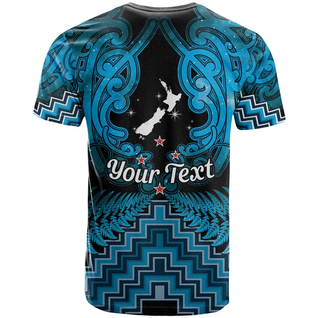Personalised Aotearoa Matariki T Shirt Turquoise Fern Maori Poutama