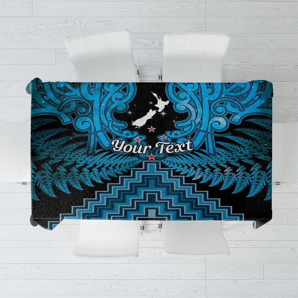 Personalised Aotearoa Matariki Tablecloth Turquoise Fern Maori Poutama