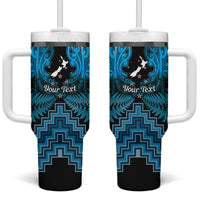 Personalised Aotearoa Matariki Tumbler With Handle Turquoise Fern Maori Poutama