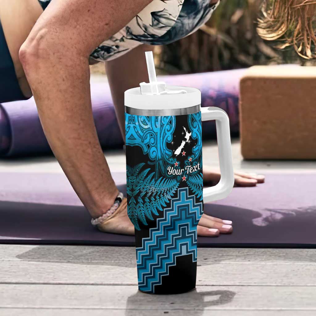 Personalised Aotearoa Matariki Tumbler With Handle Turquoise Fern Maori Poutama