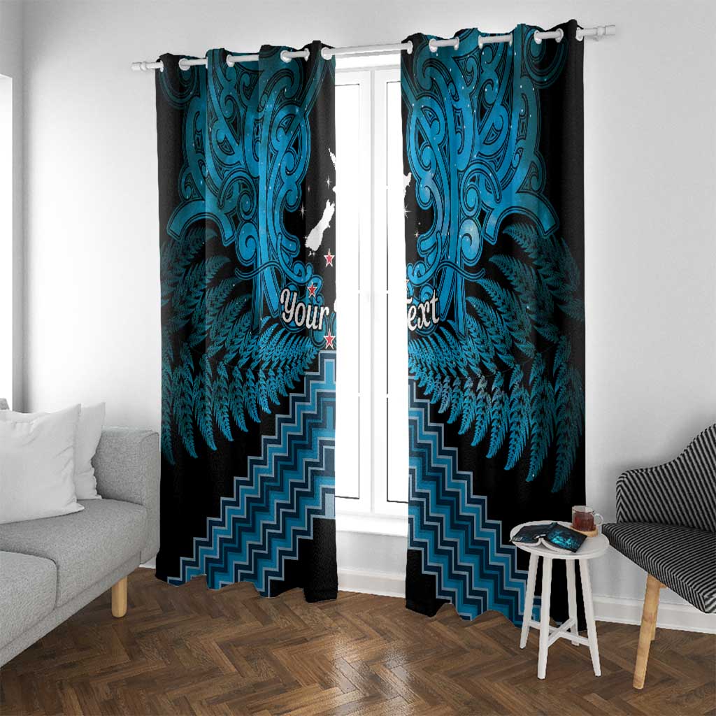 Personalised Aotearoa Matariki Window Curtain Turquoise Fern Maori Poutama