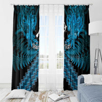 Personalised Aotearoa Matariki Window Curtain Turquoise Fern Maori Poutama
