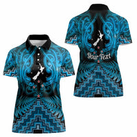 Personalised Aotearoa Matariki Women Polo Shirt Turquoise Fern Maori Poutama