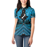 Personalised Aotearoa Matariki Women Polo Shirt Turquoise Fern Maori Poutama