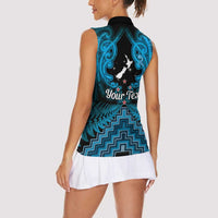 Personalised Aotearoa Matariki Women Sleeveless Polo Shirt Turquoise Fern Maori Poutama