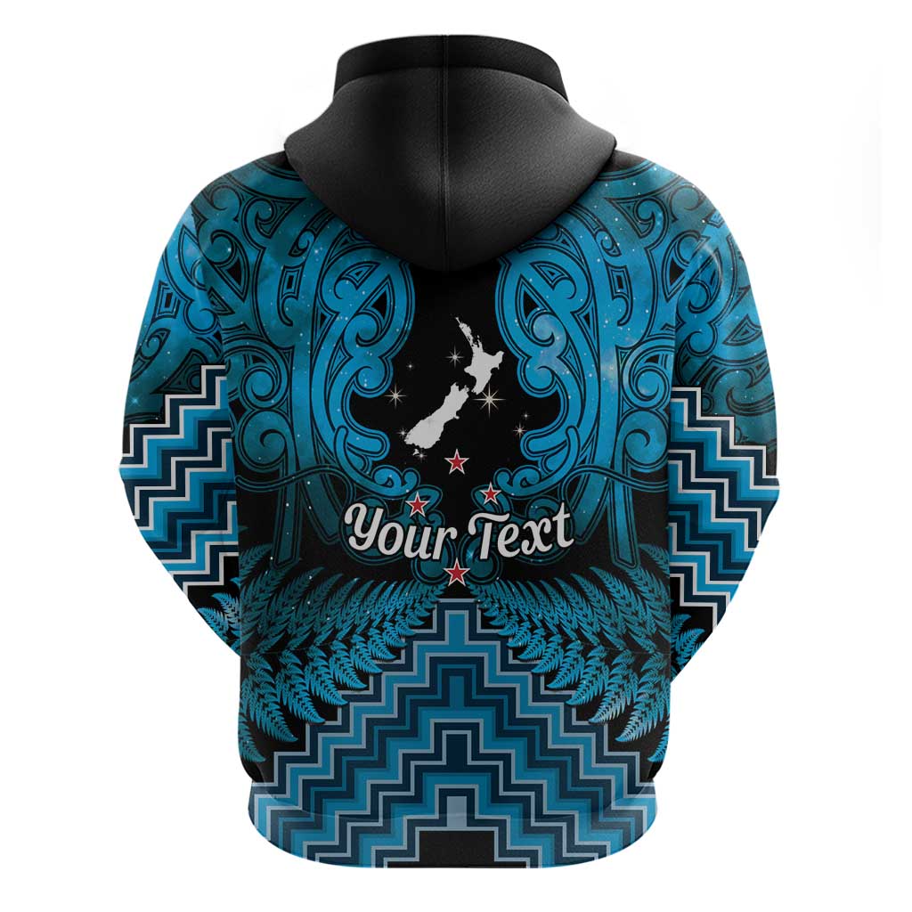Personalised Aotearoa Matariki Zip Hoodie Turquoise Fern Maori Poutama LT01 - Polynesian Pride
