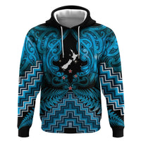 Personalised Aotearoa Matariki Zip Hoodie Turquoise Fern Maori Poutama LT01 Pullover Hoodie Turquoise - Polynesian Pride