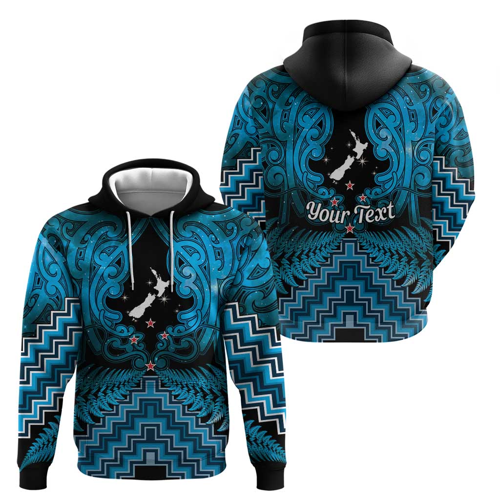 Personalised Aotearoa Matariki Zip Hoodie Turquoise Fern Maori Poutama LT01 - Polynesian Pride