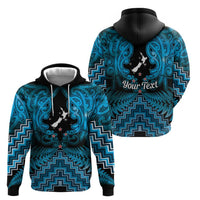 Personalised Aotearoa Matariki Zip Hoodie Turquoise Fern Maori Poutama LT01 - Polynesian Pride