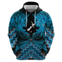 Personalised Aotearoa Matariki Zip Hoodie Turquoise Fern Maori Poutama LT01 - Polynesian Pride