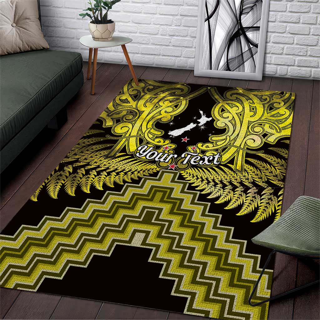 Personalised Aotearoa Matariki Area Rug Yellow Fern Maori Poutama