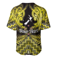 Personalised Aotearoa Matariki Baseball Jersey Yellow Fern Maori Poutama