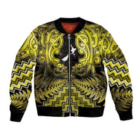 Personalised Aotearoa Matariki Bomber Jacket Yellow Fern Maori Poutama LT01 Unisex Yellow - Polynesian Pride