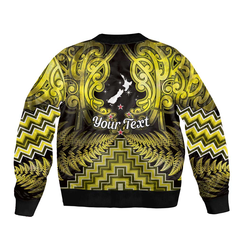 Personalised Aotearoa Matariki Bomber Jacket Yellow Fern Maori Poutama LT01 - Polynesian Pride