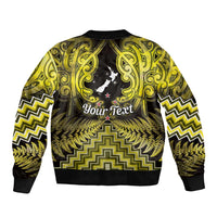 Personalised Aotearoa Matariki Bomber Jacket Yellow Fern Maori Poutama LT01 - Polynesian Pride