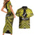 Personalised Aotearoa Matariki Couples Matching Short Sleeve Bodycon Dress and Hawaiian Shirt Yellow Fern Maori Poutama