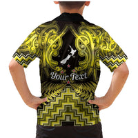 Personalised Aotearoa Matariki Family Matching Mermaid Dress and Hawaiian Shirt Yellow Fern Maori Poutama