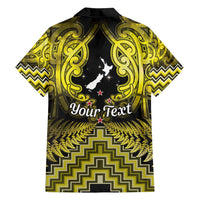 Personalised Aotearoa Matariki Family Matching Puletasi and Hawaiian Shirt Yellow Fern Maori Poutama