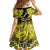 Personalised Aotearoa Matariki Family Matching Summer Maxi Dress and Hawaiian Shirt Yellow Fern Maori Poutama