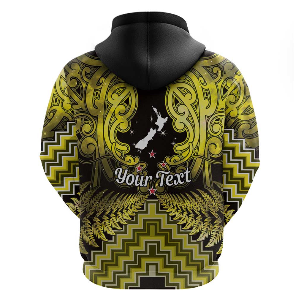 Personalised Aotearoa Matariki Hoodie Yellow Fern Maori Poutama
