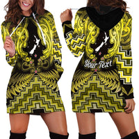 Personalised Aotearoa Matariki Hoodie Dress Yellow Fern Maori Poutama