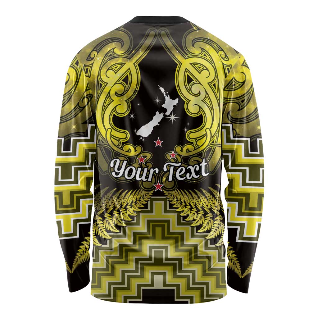 Personalised Aotearoa Matariki Long Sleeve Shirt Yellow Fern Maori Poutama