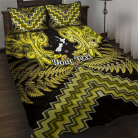 Personalised Aotearoa Matariki Quilt Bed Set Yellow Fern Maori Poutama