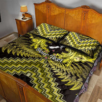 Personalised Aotearoa Matariki Quilt Bed Set Yellow Fern Maori Poutama