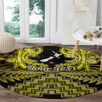Personalised Aotearoa Matariki Round Carpet Yellow Fern Maori Poutama