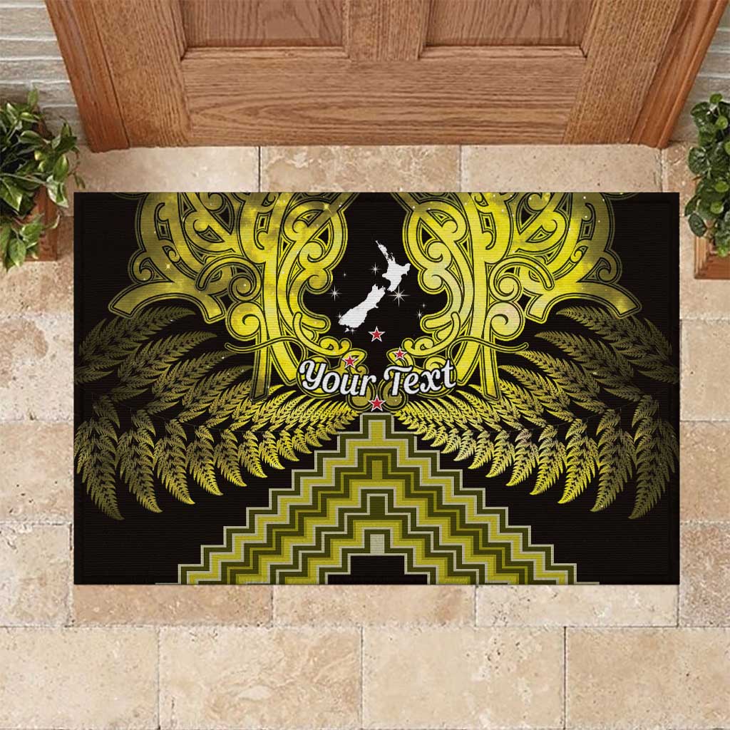Personalised Aotearoa Matariki Rubber Doormat Yellow Fern Maori Poutama