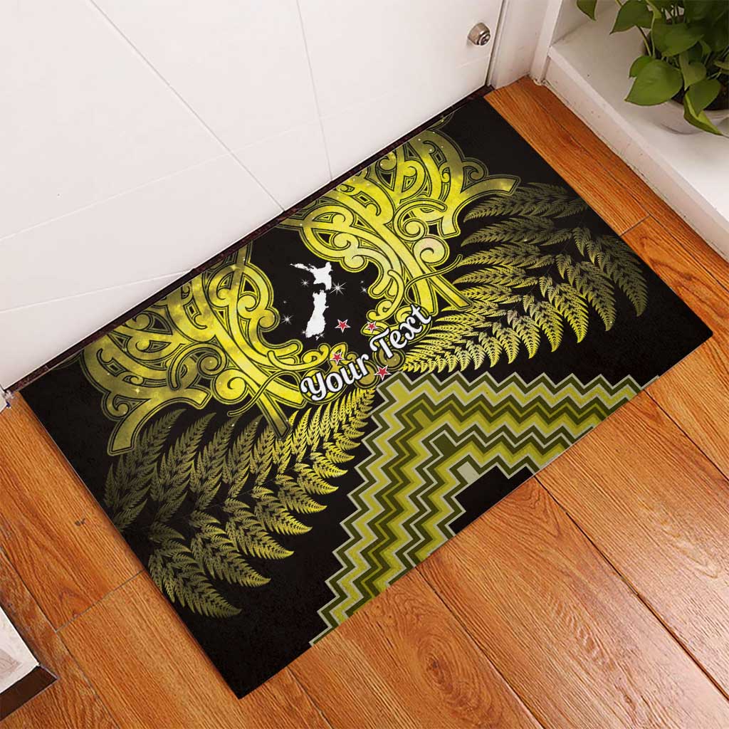 Personalised Aotearoa Matariki Rubber Doormat Yellow Fern Maori Poutama