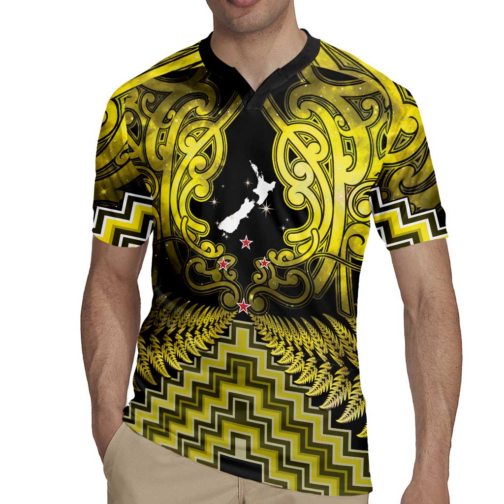 Personalised Aotearoa Matariki Rugby Jersey Yellow Fern Maori Poutama