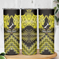 Personalised Aotearoa Matariki Skinny Tumbler Yellow Fern Maori Poutama