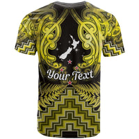 Personalised Aotearoa Matariki T Shirt Yellow Fern Maori Poutama