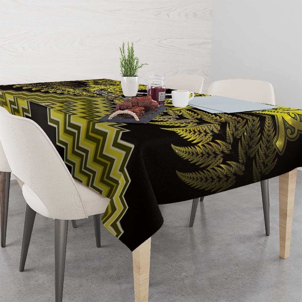 Personalised Aotearoa Matariki Tablecloth Yellow Fern Maori Poutama