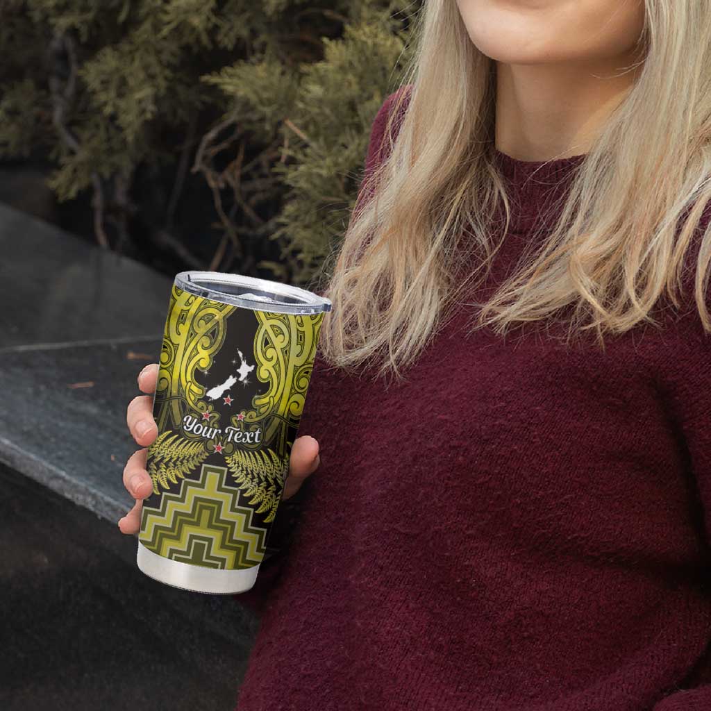 Personalised Aotearoa Matariki Tumbler Cup Yellow Fern Maori Poutama