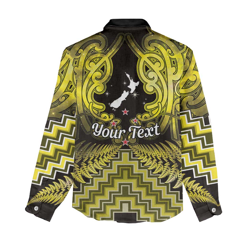 Personalised Aotearoa Matariki Women Casual Shirt Yellow Fern Maori Poutama