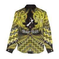 Personalised Aotearoa Matariki Women Casual Shirt Yellow Fern Maori Poutama